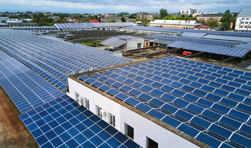 solar mounting system with snow load engineering on commercial rooftop